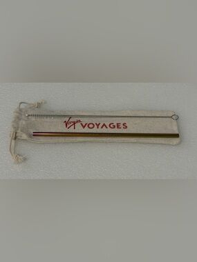 Virgin Voyages Stainless Steel Straw With Cleaning Brush And Storage Bag NEW
